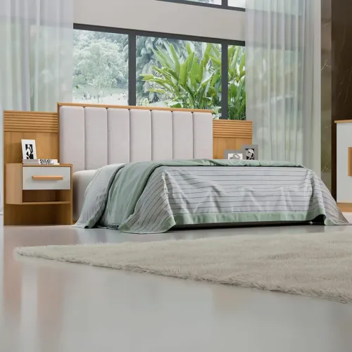 Cabeceira Queen Íris Cinamono/Off White tt43