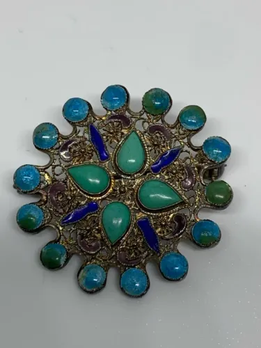 vintage broche de prata antigo