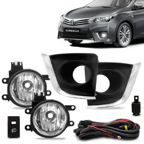 Kit Farol de Milha Neblina Auxiliar Toyota Corolla 2014 até 2017 com Botão Original