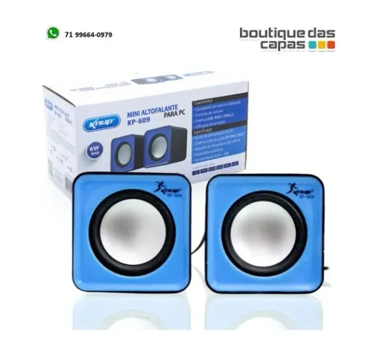 MINI CAIXA DE SOM 6W USB PARA PC NOTEBOOK KNUP KP-609