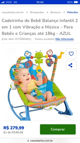 Cadeirinha de Bebê Balanço Infantil 2 em 1 com Vibração e Música