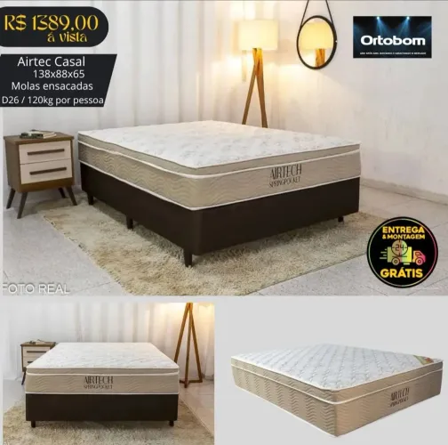 Cama Box Casal Spring Pocket Ortobom - R$1389,00