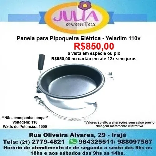 Panela para Pipoqueira Elétrica - Yeladim 110v