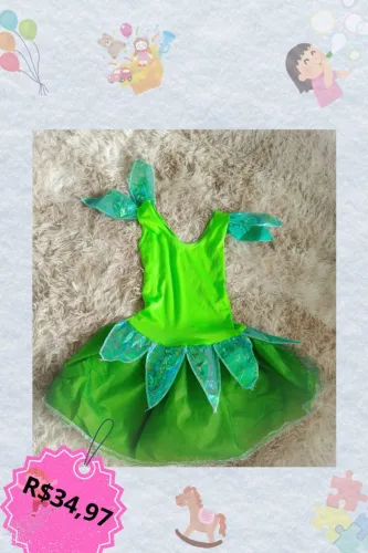 Fantasia Infantil - Vestido de Fada Verde