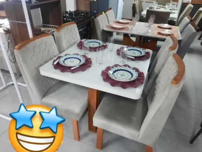 Mesa de Jantar com tampo de vidro com 4 cadeiras Novo direto da fabrica