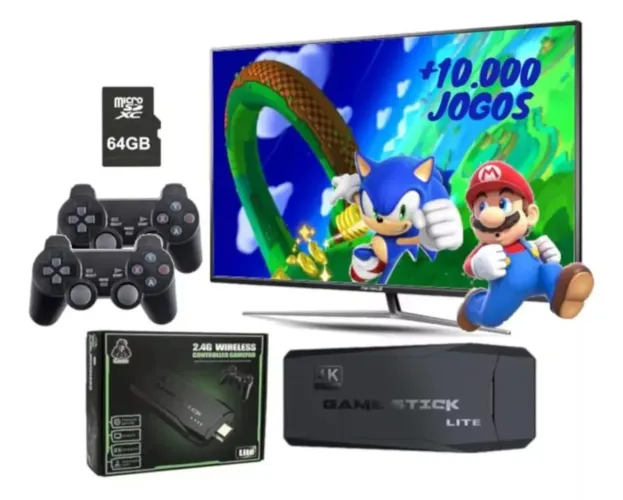 Game Stick Lite - 10.000 Jogos + 2 Controles Sem Fio