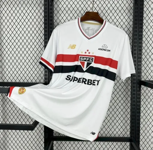 Camisa São Paulo I 25/26 Torcedor New Balance Masculina - Branco+Vermelho