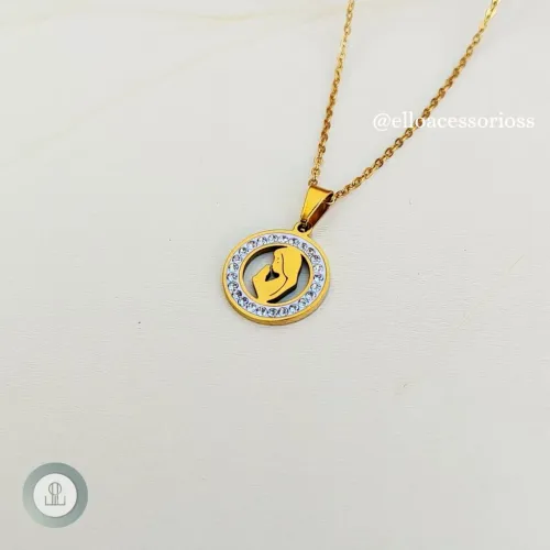 Colar Feminino amor e fé banhado