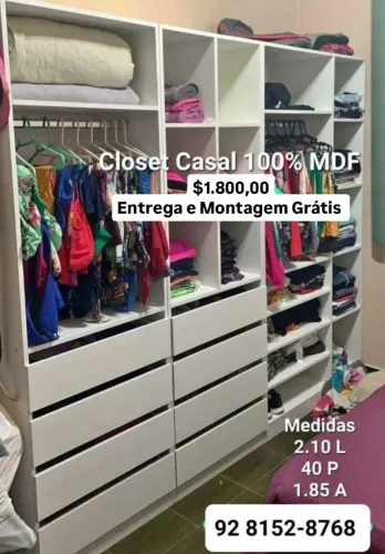 Closet a pronta entrega mdf 100%