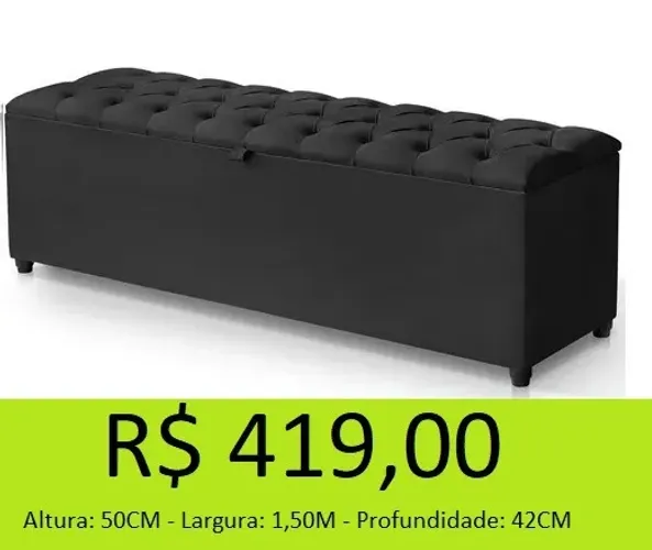 Recamier king veludo preto a pronta entrega