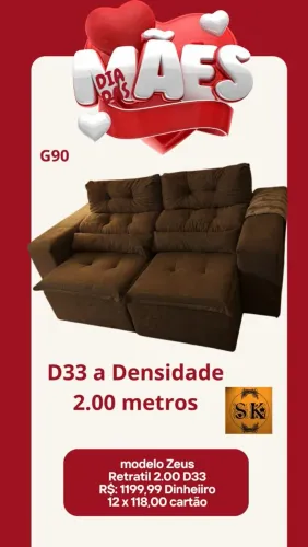 Sofá retrátil e RECLINÁVEL d33 2,0metros / pagamento na entrega