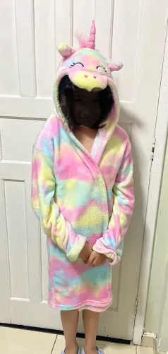 Roupão unicórnio infantil ( TAM G - 1.30 / 1.40 )