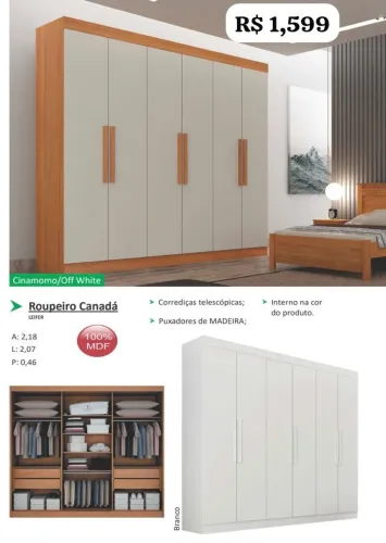 Guarda Roupa Canadá MDF 