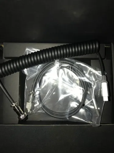 (NOVO) Cabo Coiled Attack Shark / MambaSnake C01 Ultra Preto com RGB | 8KHz 