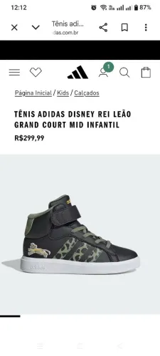 Tênis Adidas infantil rei Leão