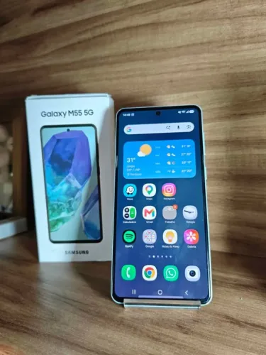 Celular Samsung Galaxy M55 5G Light Green - Impecável, Na Caixa e Com NF