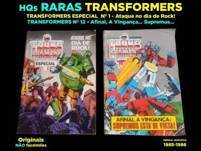 HQS RARAS TRANSFORMERS ESPECIAL N°1 E Nº 12 DE 1986 - Editora RGE