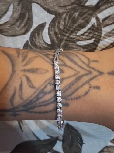 Pulseira Rivière em Prata 925 com Zircônias e Fecho Gaveta