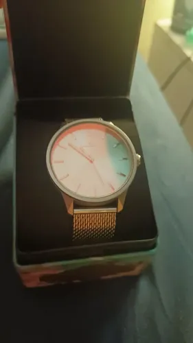 Relógio Analógico Minimalista Prata Com Pulseira Mesh De Aço (coleção blueman)<br>