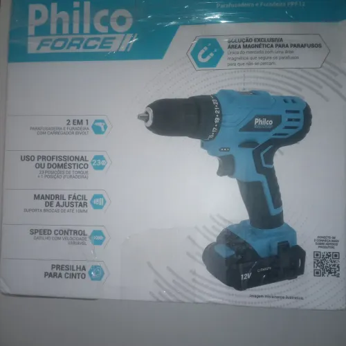 Parafusadeira e furadeira Philco force, 12v , carregador bivolt, 23 posições de torque