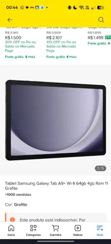 Tablet Samsung Galaxy Tab A9+ Wi-fi 64gb 4gb Ram 11 Grafite