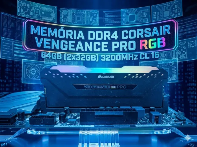 Memória RAM DDR4 Corsair Vengeance pro rgb 64GB (2x32GB) 3200MHz