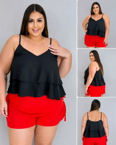 Blusa Plus Size Duna Preta Tamanho 50/52