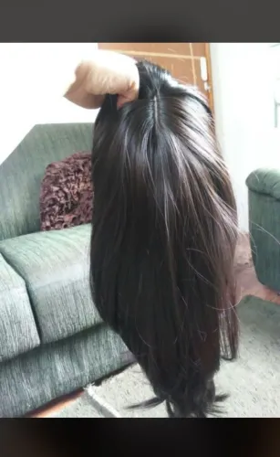 Peruca realista  preta lisa 55 cm -  excelente qualidade 
