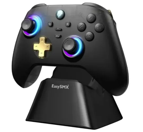 Controle sem fio EasySMX D05 joystick com efeito Hall e gatilhos com base de carregamento