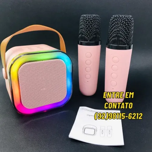 Caixinha De Som Com Microfone Bluetooth Karaoke