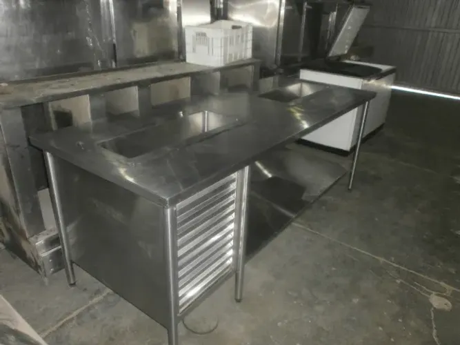 bancada em aço inox - com nicho no tampo - refrigerado e neutro - ideal para pizzaiolo