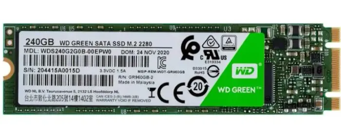 SSD 240GB Western Digital SATA 3.0 M.2 2280 - Leitura 540MB/s e Gravação 465MB/s Green