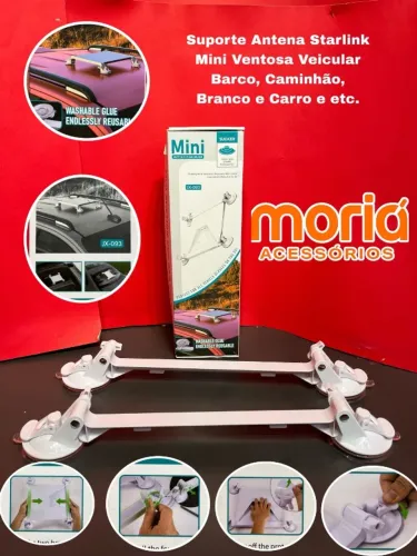 Suporte Antena Starlink Mini Ventosa Veicular Barco, Caminhão, Branco e Carro e etc.