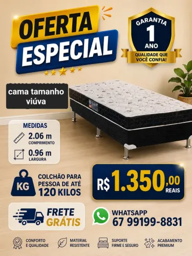 Cama viúva novo colchão garantia 1 ano hoje oferta entrego