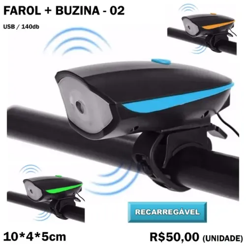 Buzina e Farol de Bike Ciclismo