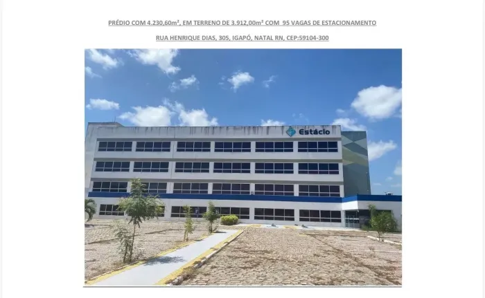 Prédio - Zona Norte - Antiga Estácio - 4.230m2 - 95 vagas - 36 salas - 14 dependências