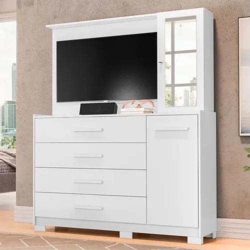 Cômoda com painel + espelho 