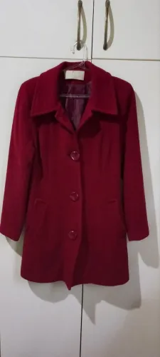 Casaco Lã Batida Vermelho Escuro Tamanho 46