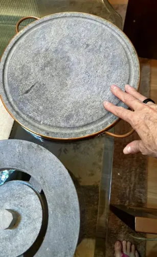 Kit de Rechaud e grelha (chapa) de pedra sabão
