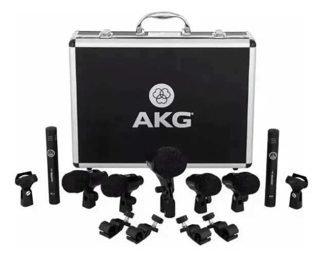 Kit NOVO De Microfone Akg Para Bateria Drum Set Session 1 Preto
