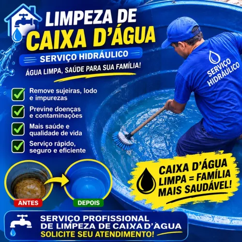 Limpeza de caixa d'água, serviços hidráulico, tudo para sua caixa d'água e ar condicionado