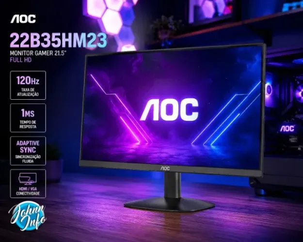 Monitor Gamer AOC 21.5" Full HD 120Hz 1ms VA Adaptive-Sync HDMI/VGA - 22B35HM23