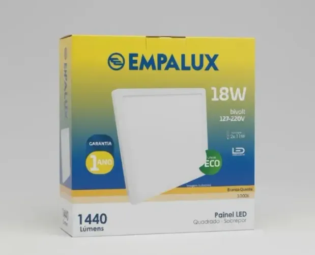 Painel Led Eco Sob Quad 18w 3.000k 1.440 Empalux