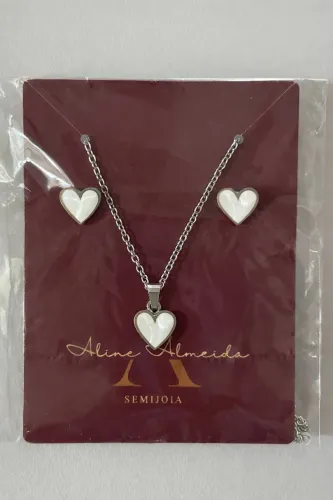 Conjunto coração- semijoias 