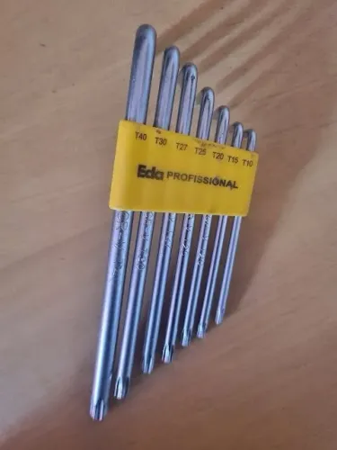 Jogo Kit De Chave Torx Tipo L 7 Peças Com Furo Profissional