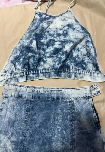 Conjunto saia e top jeans M 30 reais