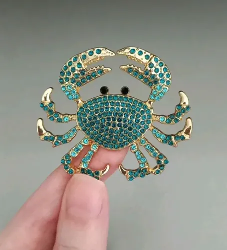 Broche de Caranguejo Strass Azul (novo)