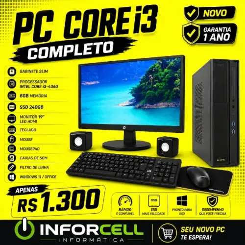 Pc Slim Core i3-4360 8gb Ram Ssd 240gb Tela 19