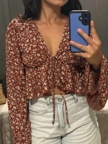 Blusa SHEIN florida vermelha pp