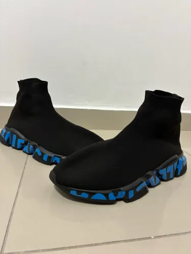 Tênis Balenciaga Speed Trainer Midsole Grafitti - Black Blue